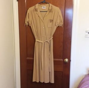 Jackie O! SIZE 11 Dress TAN VTG 1980s